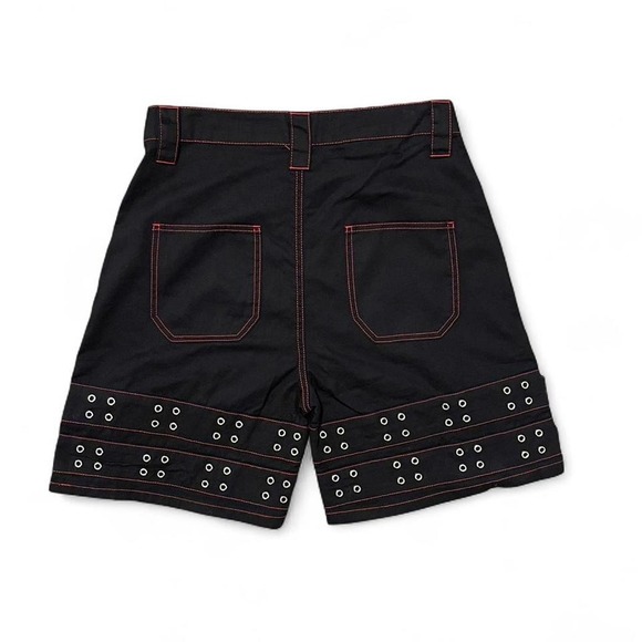 Punk Gothic Black Buckle Strap High Waist Shorts - Picture 2 of 6